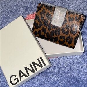 GANNI Multicolor Leopard Print Leather Mini Wallet